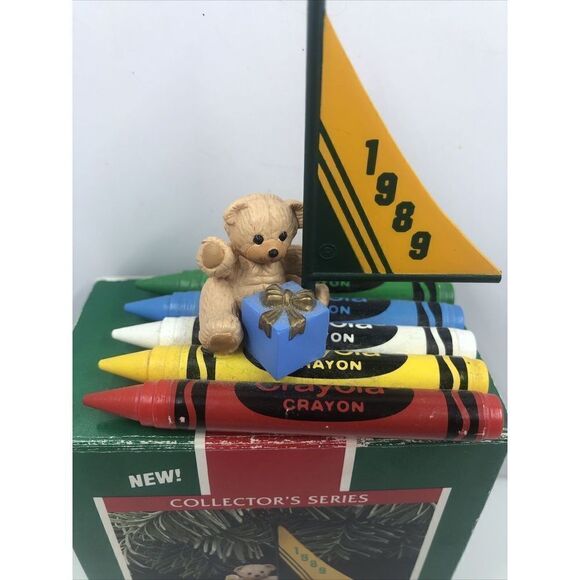 Hallmark Keepsake Ornament 1989 Crayola Bright Journey Bear Crayon 1st in Series - Picture 3 of 12